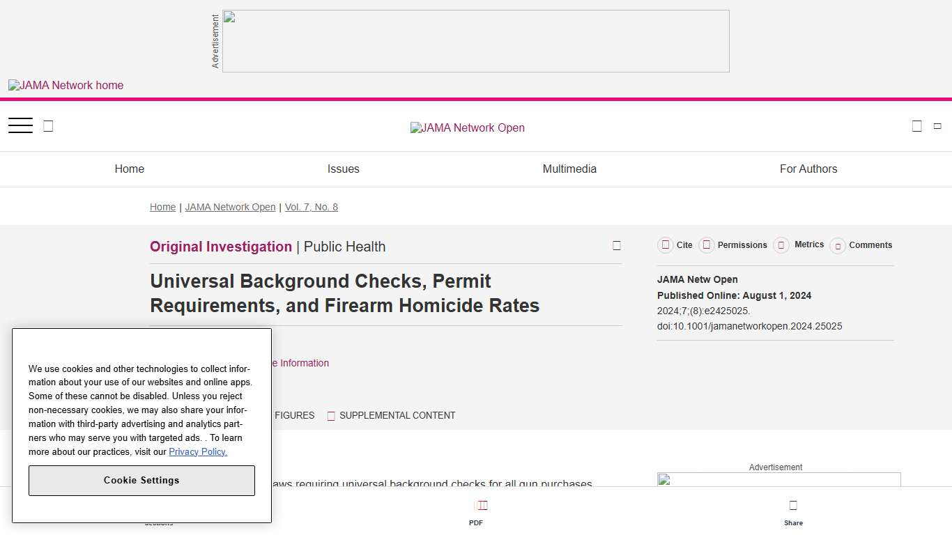 Universal Background Checks, Permit Requirements, and Firearm Homicide Rates Public Health JAMA Network Open JAMA Network